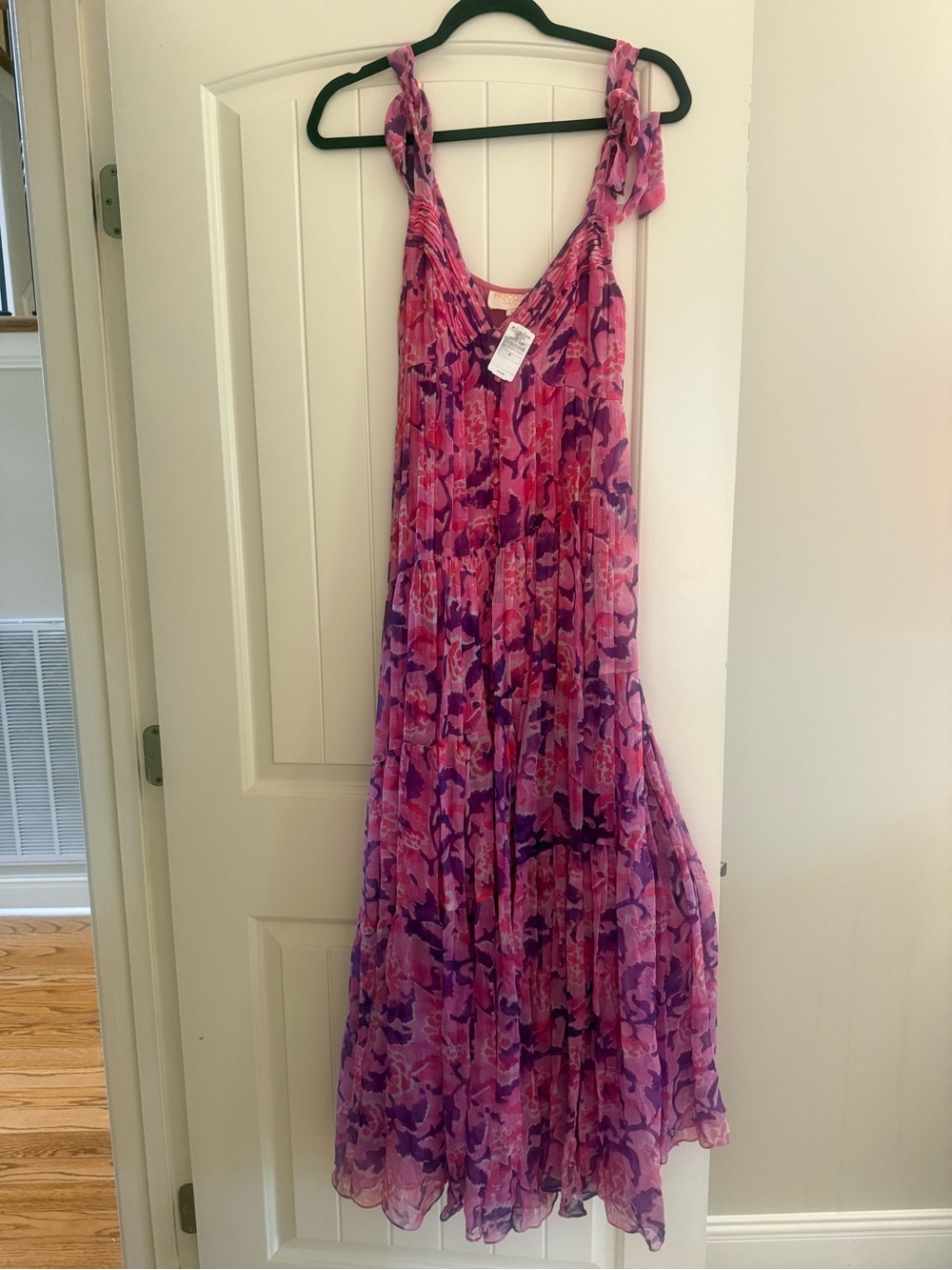 Rococo Sand Pink & Purple Floral Tiered Maxi Dress